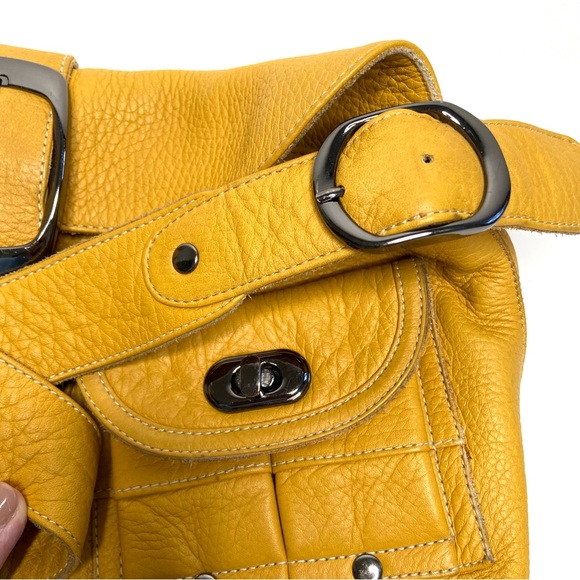 CARLA MANCINI Yellow Leather Shoulder Satchel Bag - Picture 10 of 16